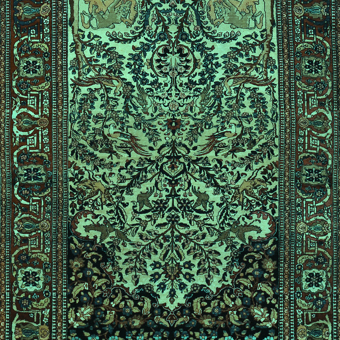 Machine Washable Persian Turquoise Traditional Area Rugs, wshtr1679turq
