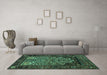 Machine Washable Persian Turquoise Traditional Area Rugs in a Living Room,, wshtr1679turq