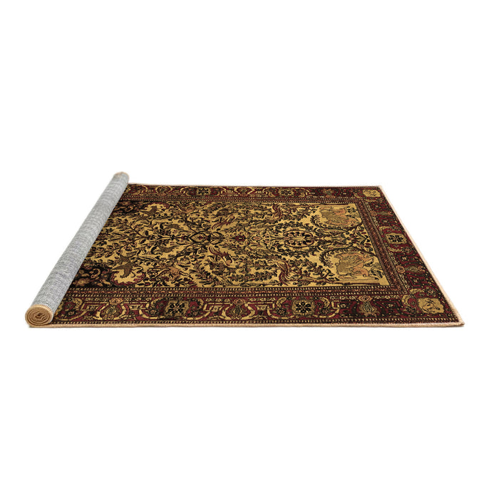 Sideview of Machine Washable Persian Brown Traditional Rug, wshtr1679brn