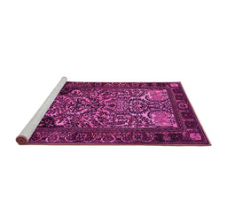 Sideview of Machine Washable Persian Pink Traditional Rug, wshtr1679pnk