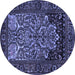 Round Persian Blue Traditional Rug, tr1679blu