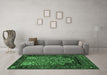 Machine Washable Persian Emerald Green Traditional Area Rugs in a Living Room,, wshtr1679emgrn