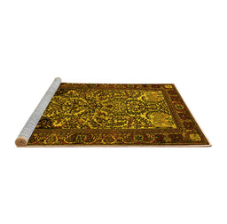 Sideview of Machine Washable Persian Yellow Traditional Rug, wshtr1679yw