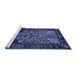 Sideview of Machine Washable Persian Blue Traditional Rug, wshtr1679blu