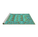 Sideview of Machine Washable Persian Turquoise Traditional Area Rugs, wshtr167turq