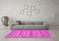 Machine Washable Persian Pink Traditional Rug, wshtr167pnk