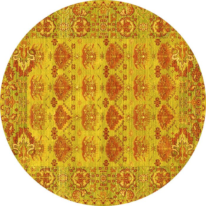 Round Machine Washable Persian Yellow Traditional Rug, wshtr167yw