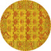 Round Machine Washable Persian Yellow Traditional Rug, wshtr167yw