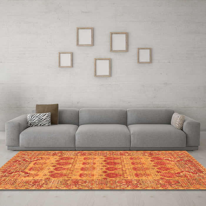 Machine Washable Persian Orange Traditional Area Rugs in a Living Room, wshtr167org