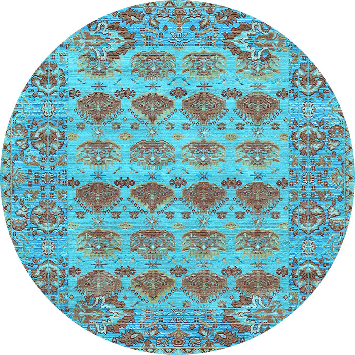 Round Persian Light Blue Traditional Rug, tr167lblu