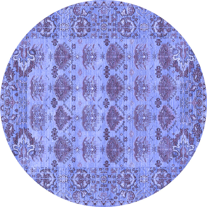 Round Persian Blue Traditional Rug, tr167blu