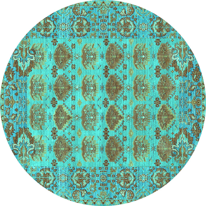 Round Persian Turquoise Traditional Rug, tr167turq
