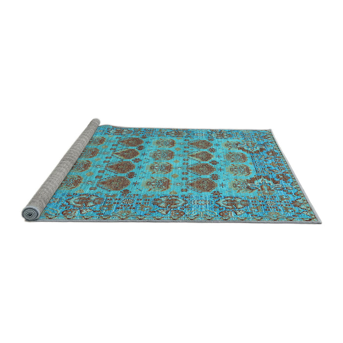 Sideview of Machine Washable Persian Light Blue Traditional Rug, wshtr167lblu