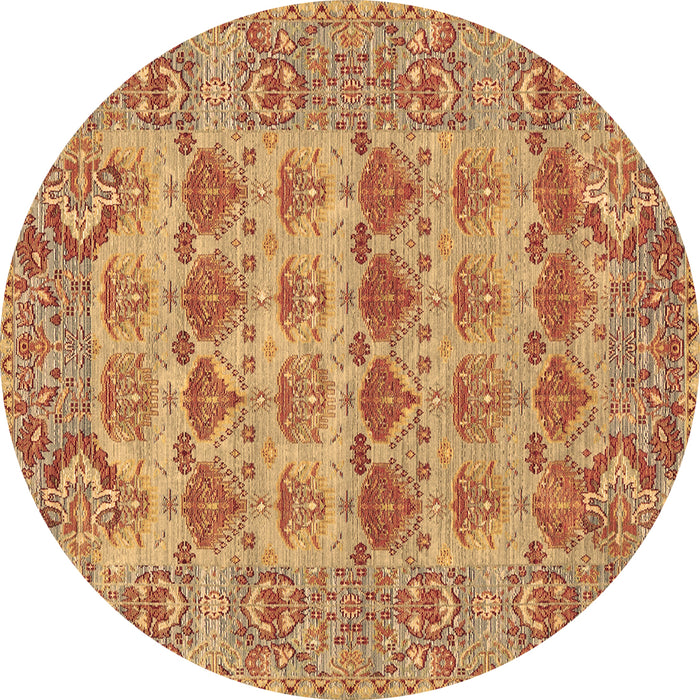 Round Persian Brown Traditional Rug, tr167brn