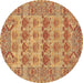 Round Persian Brown Traditional Rug, tr167brn