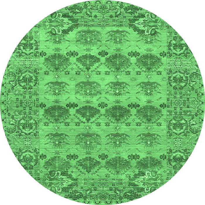 Round Persian Emerald Green Traditional Rug, tr167emgrn