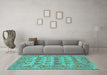 Machine Washable Persian Turquoise Traditional Area Rugs in a Living Room,, wshtr167turq