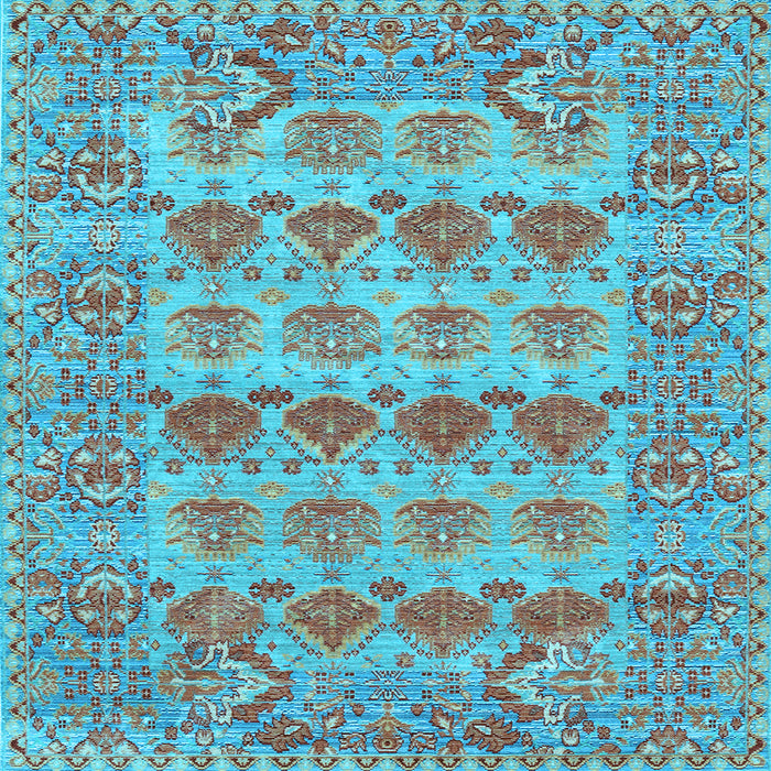 Square Machine Washable Persian Light Blue Traditional Rug, wshtr167lblu