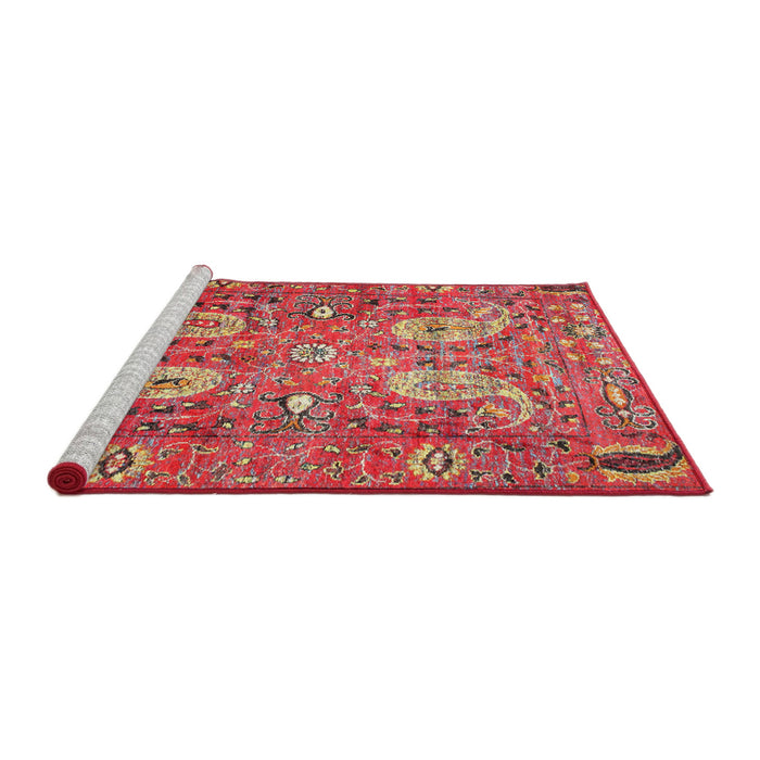 Sideview of Machine Washable Traditional Red Rug, wshtr1680