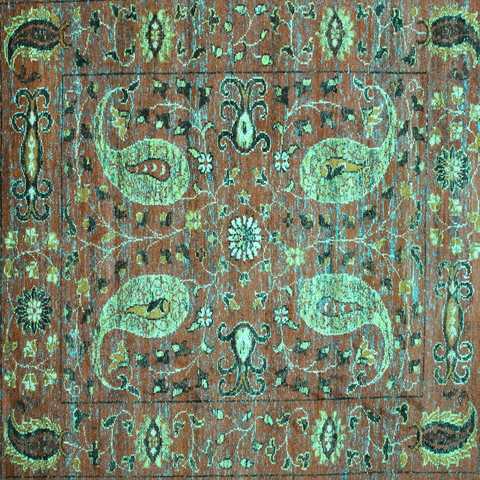 Square Machine Washable Persian Turquoise Traditional Area Rugs, wshtr1680turq