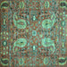 Square Machine Washable Persian Turquoise Traditional Area Rugs, wshtr1680turq