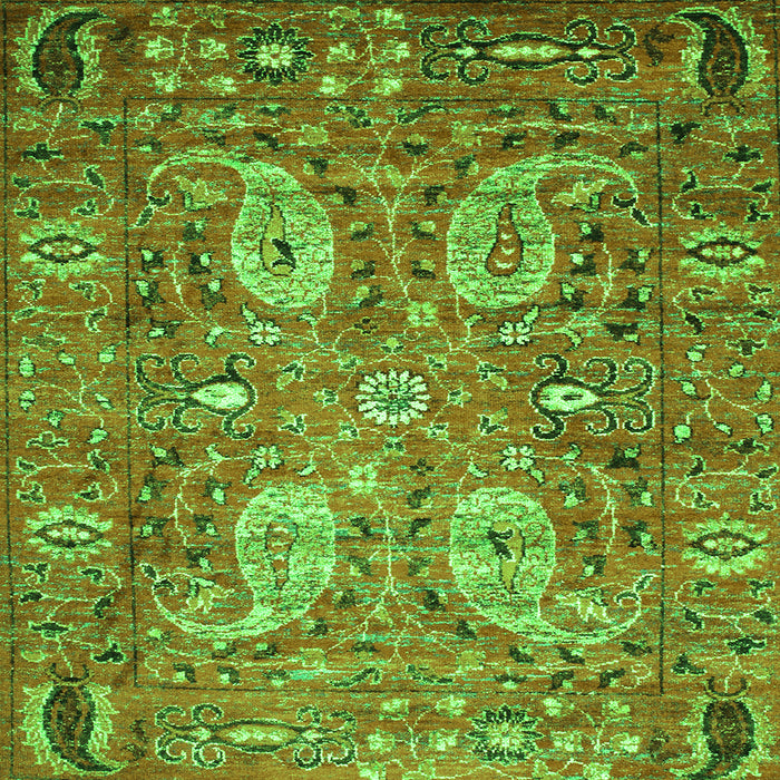 Round Machine Washable Persian Green Traditional Area Rugs, wshtr1680grn