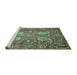 Sideview of Machine Washable Persian Turquoise Traditional Area Rugs, wshtr1680turq