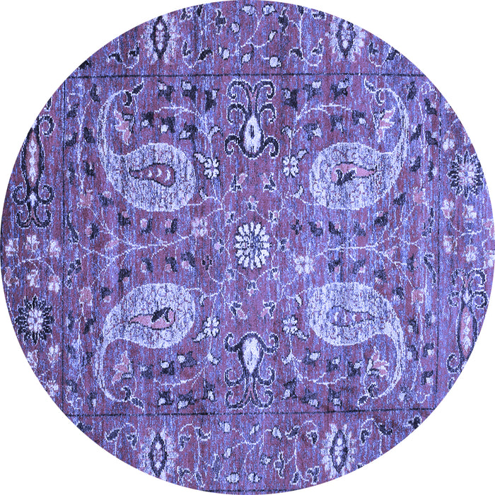 Round Persian Blue Traditional Rug, tr1680blu