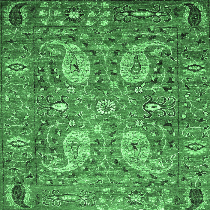 Square Machine Washable Persian Emerald Green Traditional Area Rugs, wshtr1680emgrn
