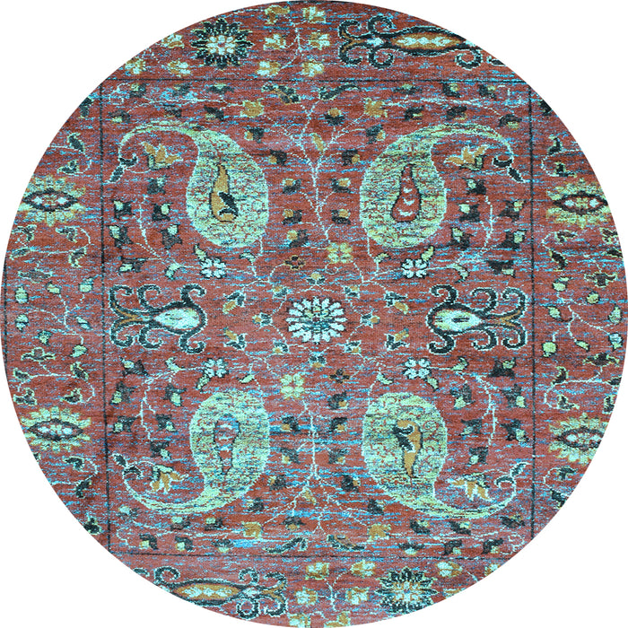 Round Persian Light Blue Traditional Rug, tr1680lblu