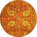 Round Persian Yellow Traditional Rug, tr1680yw