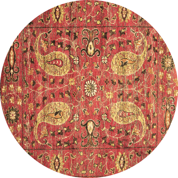 Round Persian Brown Traditional Rug, tr1680brn