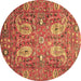 Round Persian Brown Traditional Rug, tr1680brn