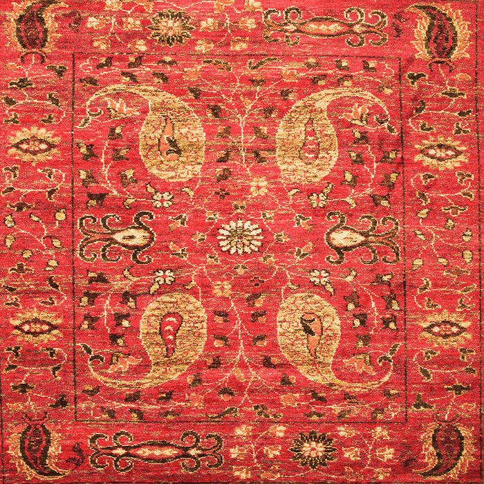 Round Machine Washable Persian Orange Traditional Area Rugs, wshtr1680org
