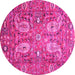 Round Persian Pink Traditional Rug, tr1680pnk