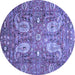 Round Machine Washable Persian Blue Traditional Rug, wshtr1680blu