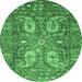 Round Persian Emerald Green Traditional Rug, tr1680emgrn