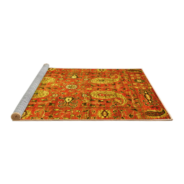 Sideview of Machine Washable Persian Yellow Traditional Rug, wshtr1680yw