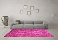 Machine Washable Persian Pink Traditional Rug, wshtr1680pnk