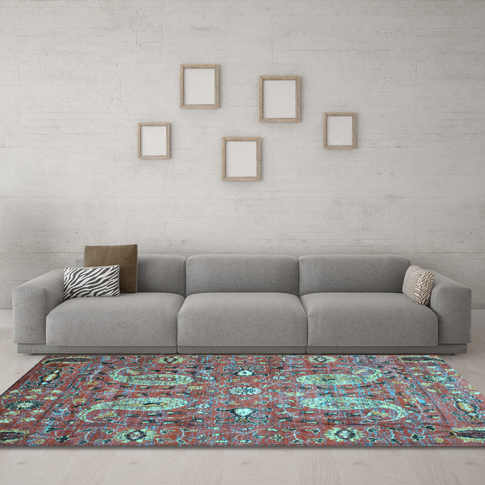 Machine Washable Persian Light Blue Traditional Rug in a Living Room, wshtr1680lblu