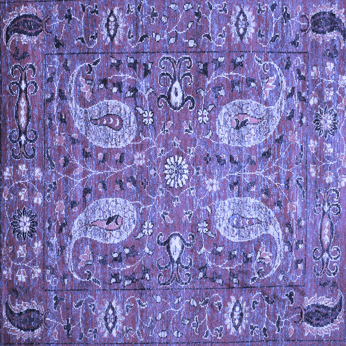 Square Machine Washable Persian Blue Traditional Rug, wshtr1680blu