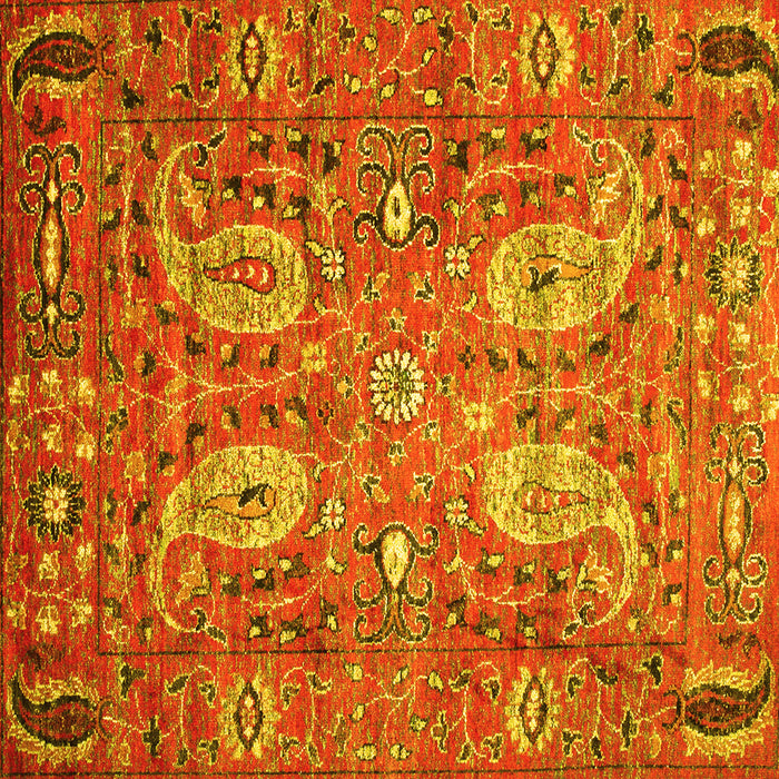 Square Machine Washable Persian Yellow Traditional Rug, wshtr1680yw
