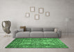 Machine Washable Persian Emerald Green Traditional Area Rugs in a Living Room,, wshtr1680emgrn