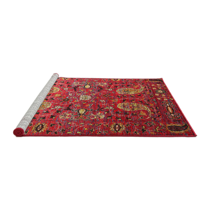 Sideview of Machine Washable Traditional Rust Pink Rug, wshtr1681