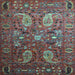 Square Persian Light Blue Traditional Rug, tr1681lblu