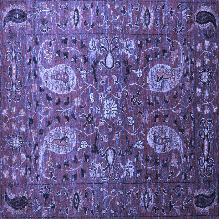Square Machine Washable Persian Blue Traditional Rug, wshtr1681blu