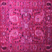 Square Machine Washable Persian Pink Traditional Rug, wshtr1681pnk