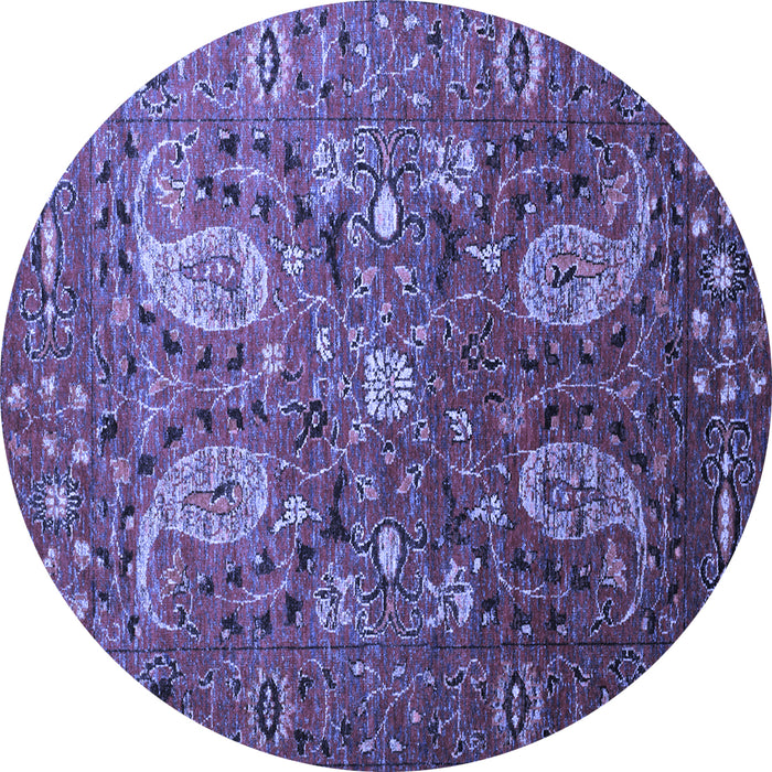 Round Persian Blue Traditional Rug, tr1681blu