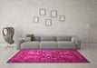 Machine Washable Persian Pink Traditional Rug in a Living Room, wshtr1681pnk