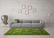 Machine Washable Persian Green Traditional Area Rugs in a Living Room,, wshtr1681grn